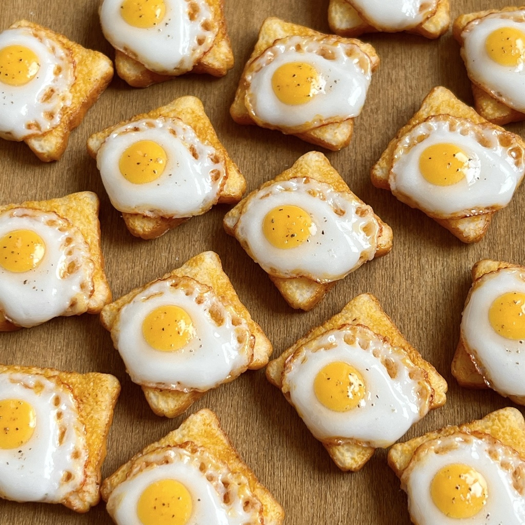 【再再販】ミニチュア　目玉焼きトースト　fried egg on toast