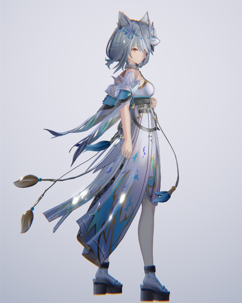 【VRchat対応オリジナル3Dモデル】アニティア-焔華の月狐-