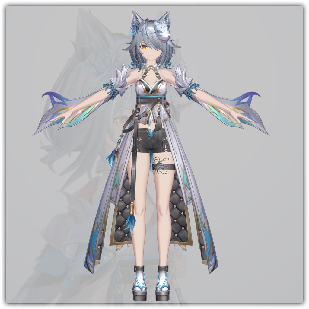 【VRchat対応オリジナル3Dモデル】アニティア-焔華の月狐-