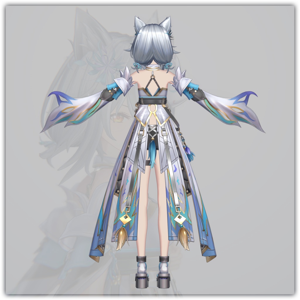 【VRchat対応オリジナル3Dモデル】アニティア-焔華の月狐-