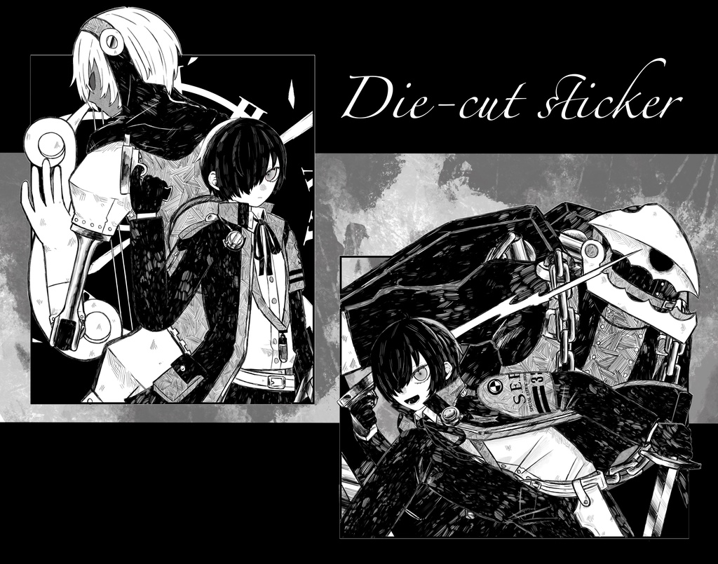 オルフェウス&主人公 タナトス&主人公 ダイカットステッカー