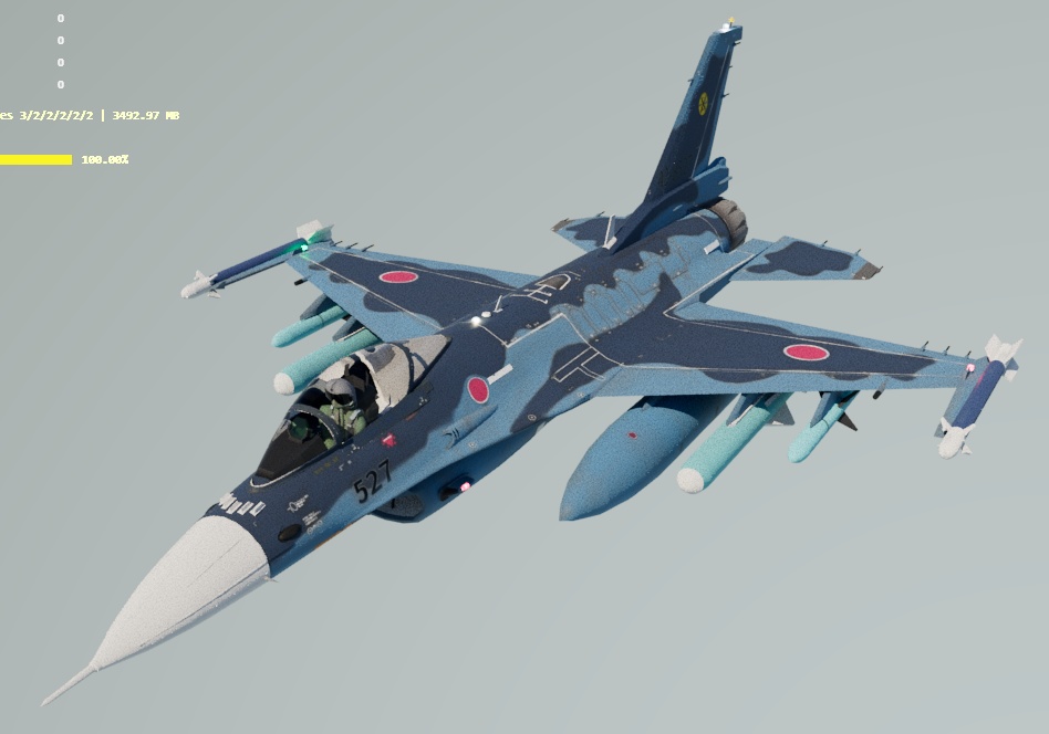 F-2A 3DCGmodel 洋上迷彩&試作機カラー(おまけ)