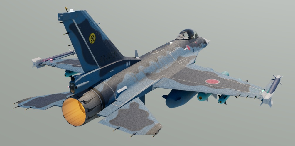 F-2A 3DCGmodel 洋上迷彩&試作機カラー(おまけ)