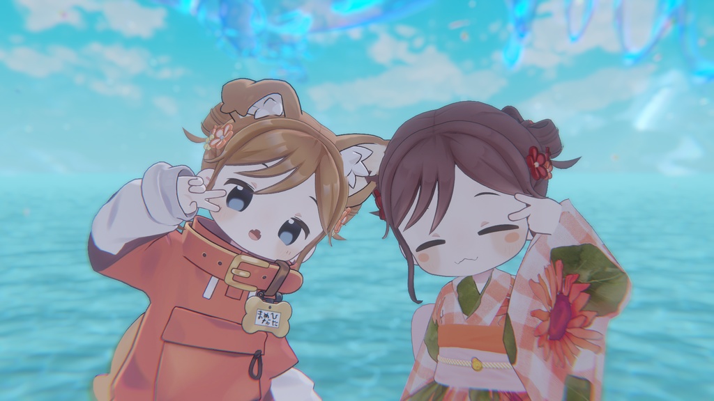 【9アバター対応】リボンツインヘア