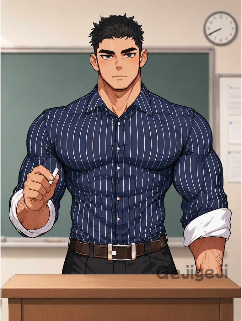 教育実習の男子学生たち(Male students on teaching practicum)