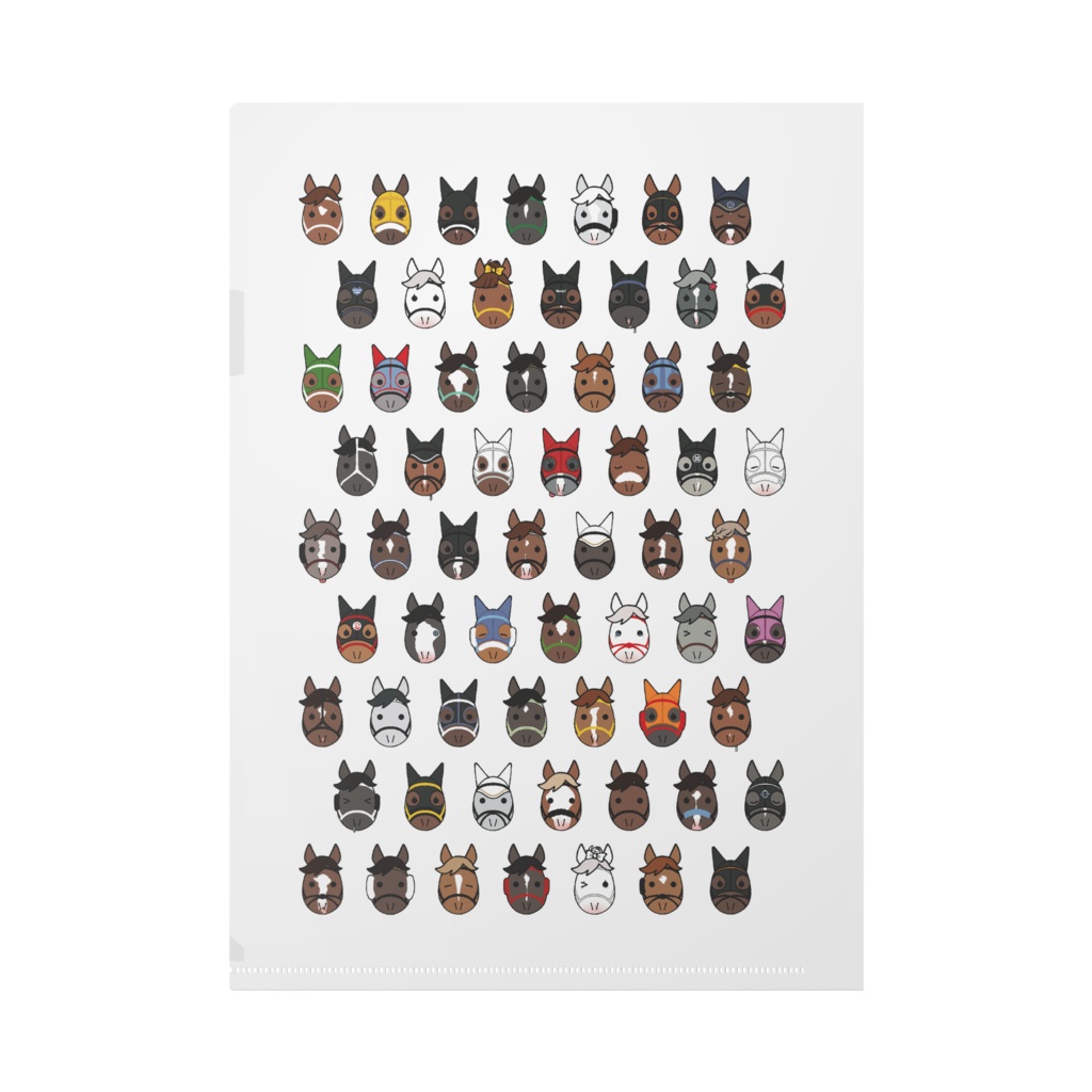 うまクリアファイル(カラー:白/緑)(サイズ:A4/B5/A5)