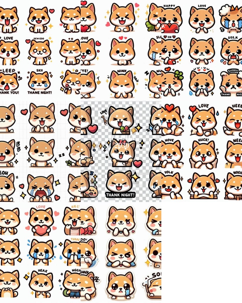 即日お届け！超かわいい柴犬スタンプ8個セット♡