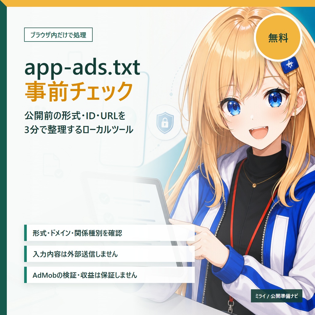 app-ads.txt 事前チェック 無料ローカルツール