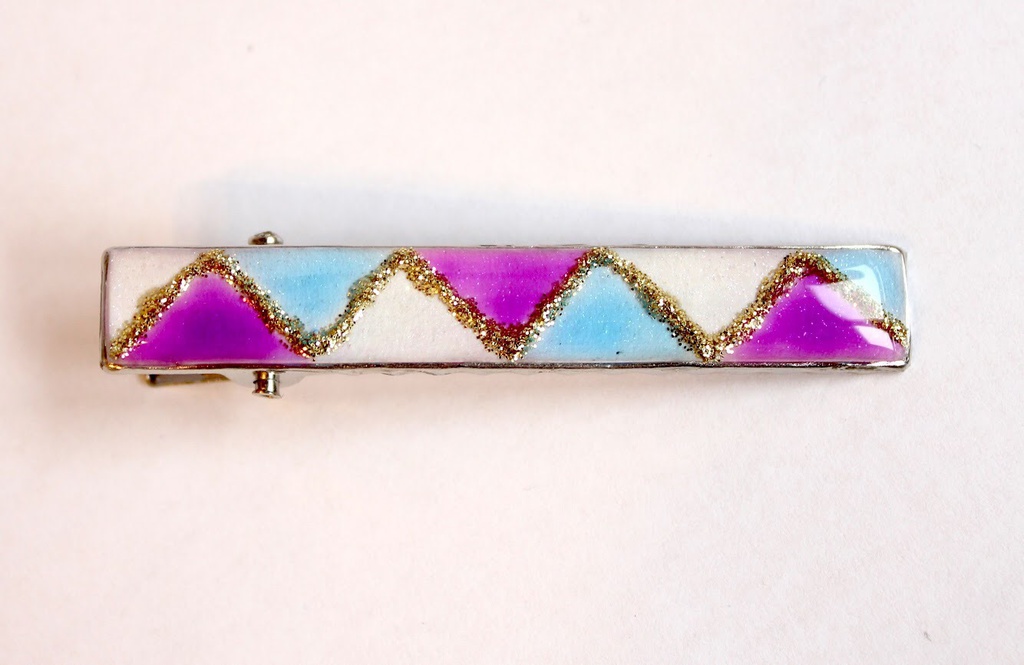 48.紫と青のタイル風ヘアピン
