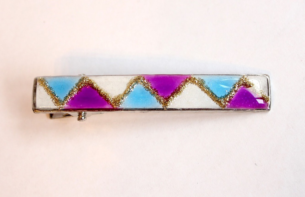 49.紫と青のタイル風ヘアピン