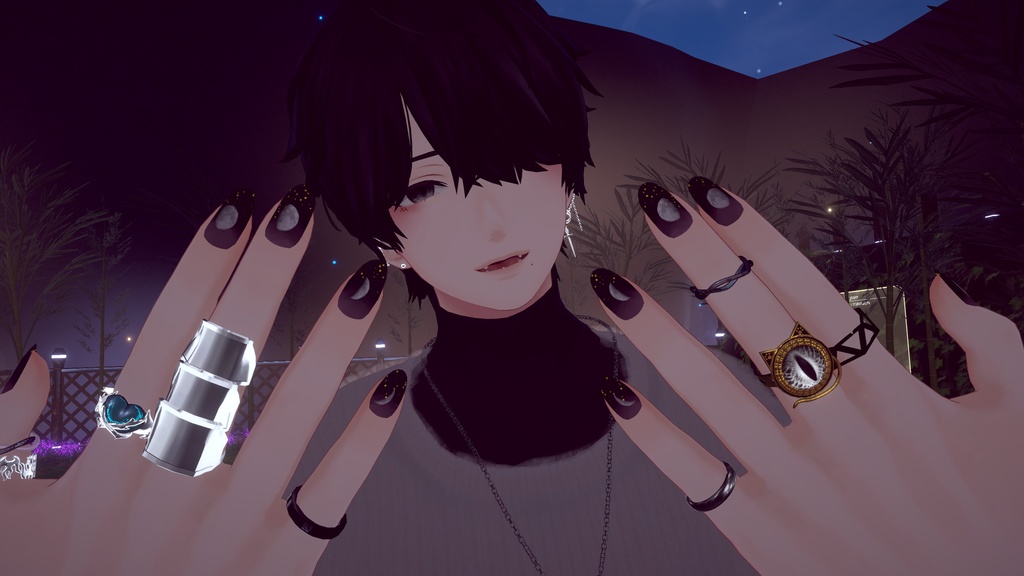 【MDollnail対応】Pearl Ribbon Earrings & Moon Nail