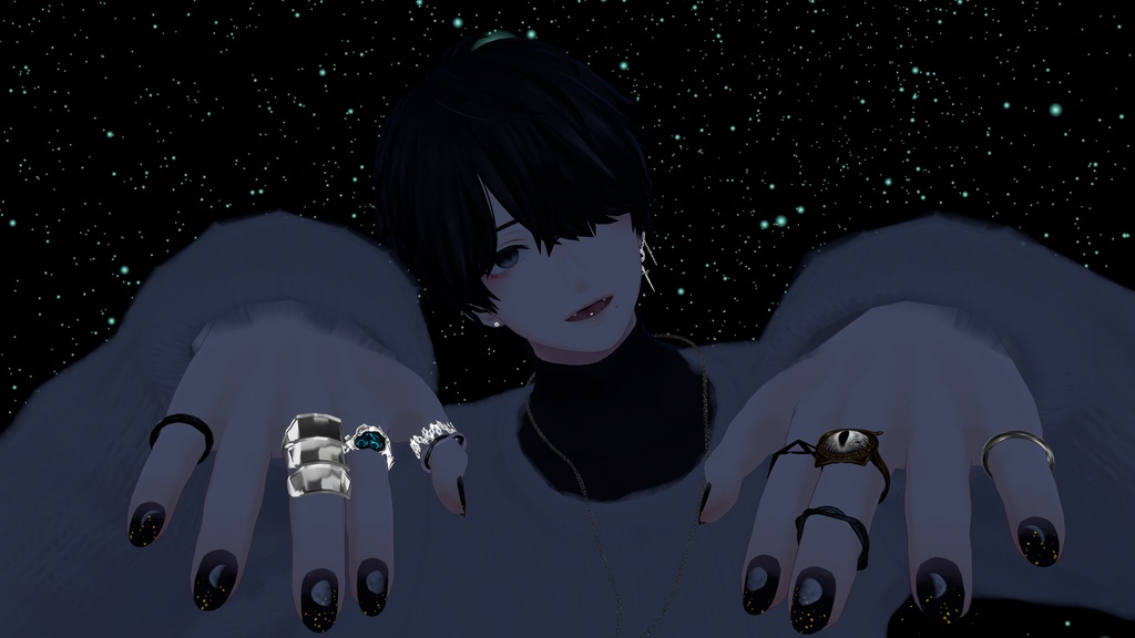 【MDollnail対応】Pearl Ribbon Earrings & Moon Nail