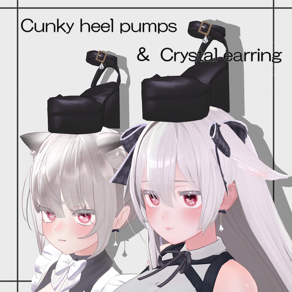Chunky heel pumps & Crystal earrings for Kikyo,Maya
