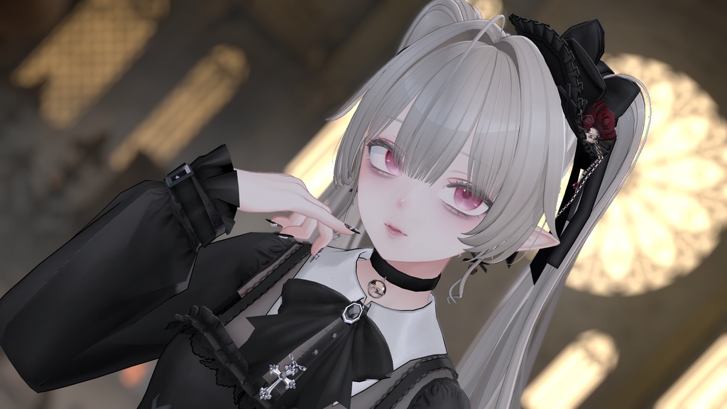 黒猫と薔薇のアクセサリー