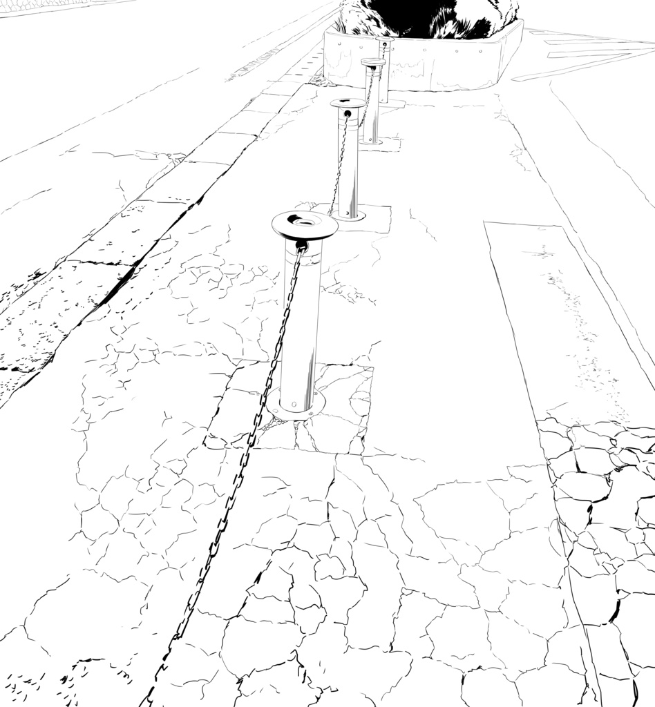 【漫画素材】ひび割れた駐車場の地面背景素材【フリー】