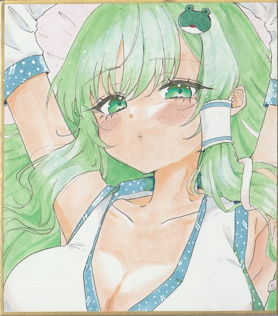 手描きイラスト色紙 東風谷早苗 