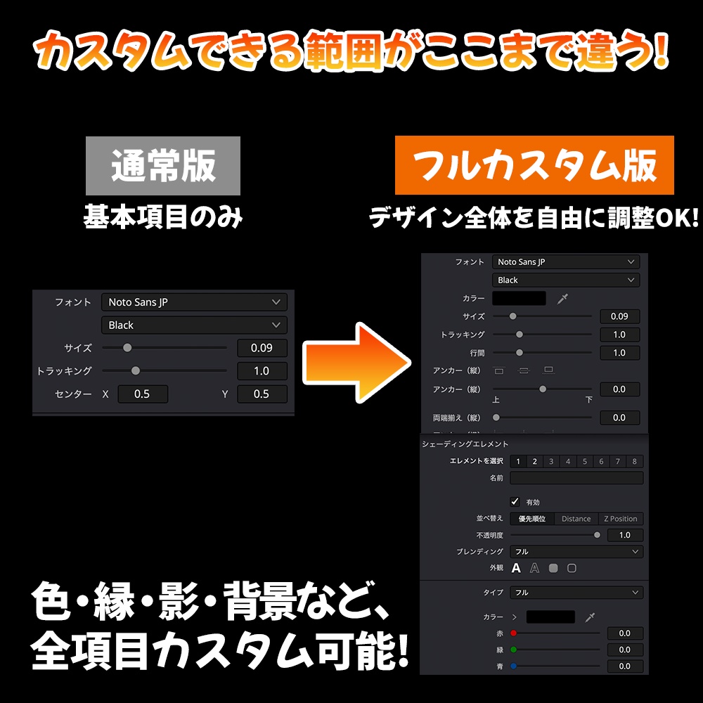 【全項目編集OK】テレビ番組風テロップ マスター17種 フルカスタム版 for DaVinci Resolve