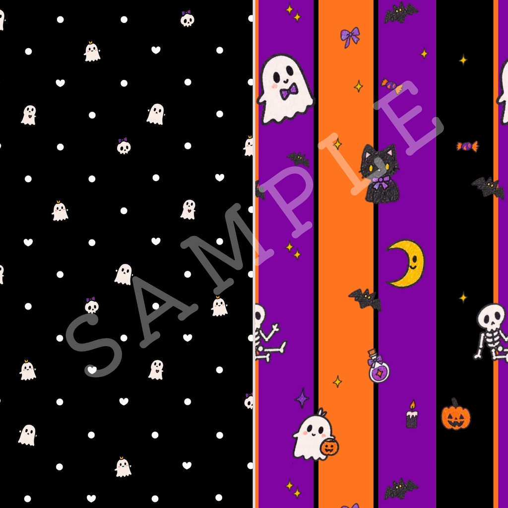 【デジタルペーパー】GHOST PARTY|ハロウィン柄 5枚セット|A4横・PNG