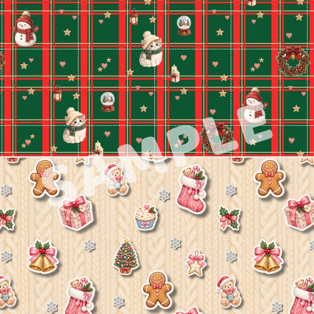 Christmas Holiday|クリスマス デザインペーパー 5枚セット|A4横・PNG