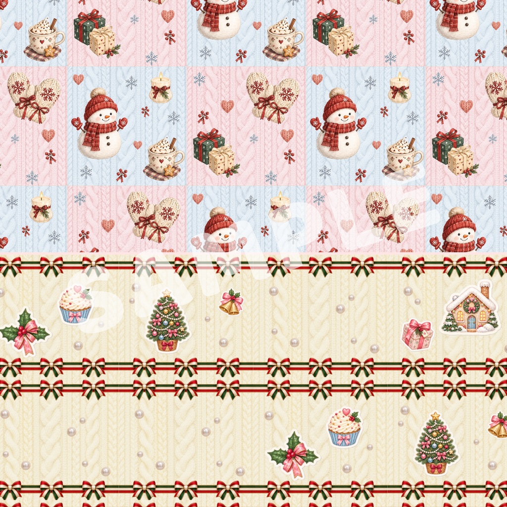 Christmas Holiday|クリスマス デザインペーパー 5枚セット|A4横・PNG
