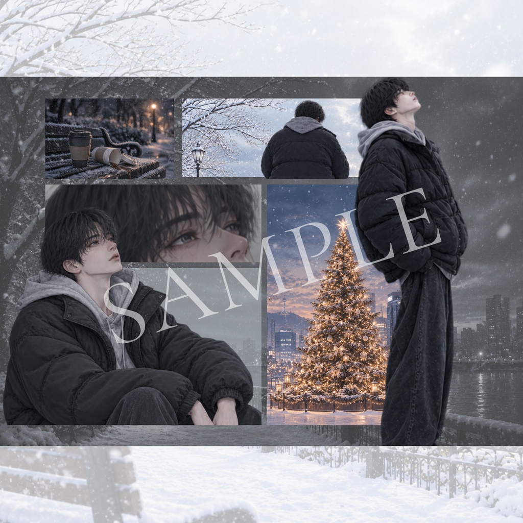 雪がつなぐ、君との記憶 ― Winter Memories ― デザインペーパー 5枚セット|A4横・PNG
