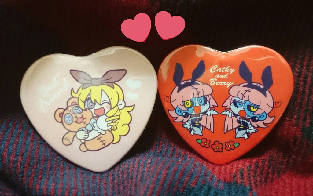【ハート缶バッジ】キャシベリ(レッド)