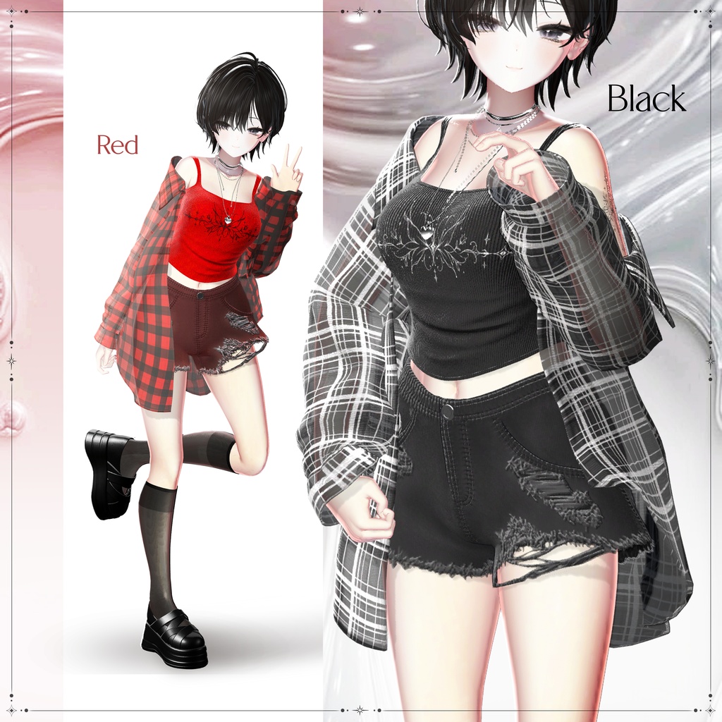 ❖【15アバター対応】✦†─Urban Check─†✦【VRChat向け衣装モデル】❖