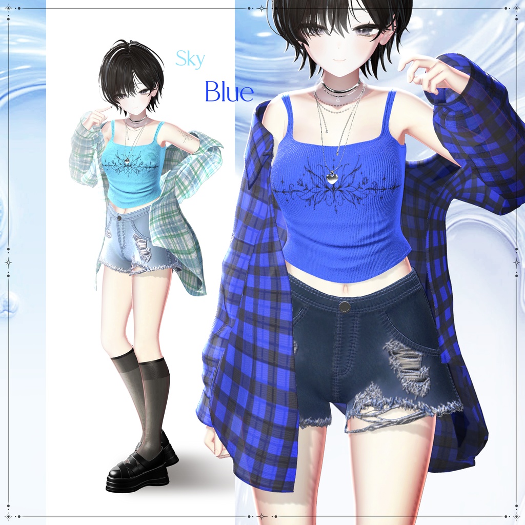 ❖【15アバター対応】✦†─Urban Check─†✦【VRChat向け衣装モデル】❖