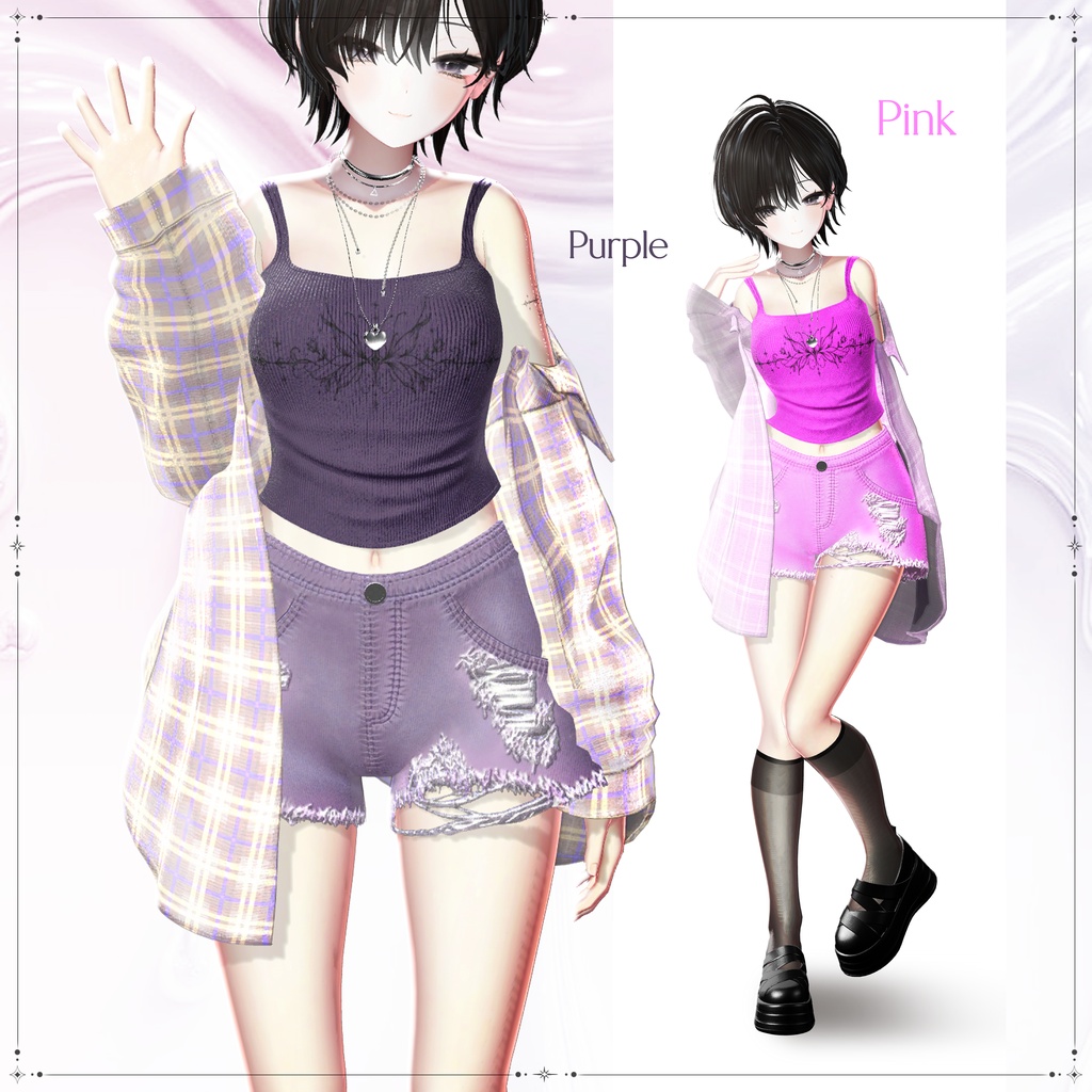 ❖【15アバター対応】✦†─Urban Check─†✦【VRChat向け衣装モデル】❖