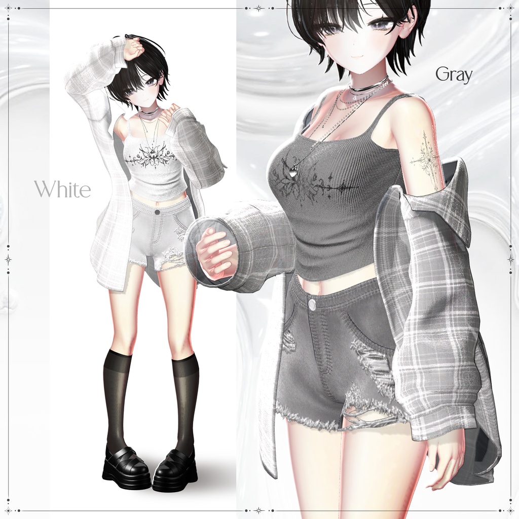 ❖【15アバター対応】✦†─Urban Check─†✦【VRChat向け衣装モデル】❖