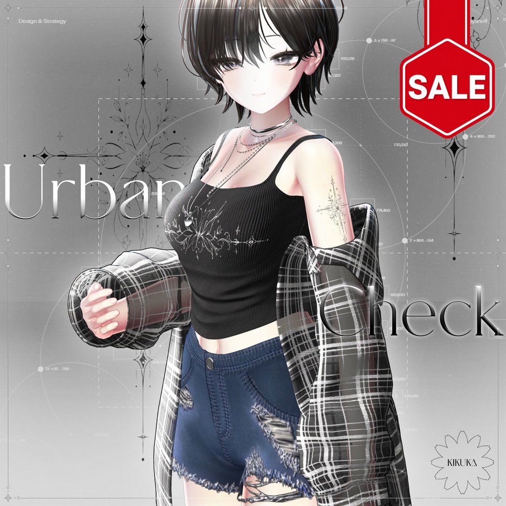 ❖セール中 【17アバター対応】✦†─Urban Check─†✦【VRChat向け衣装モデル】❖