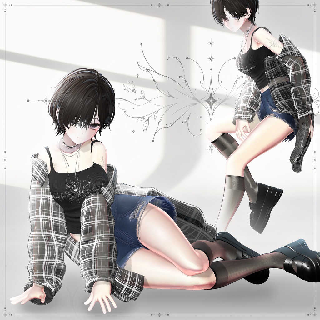 ❖【15アバター対応】✦†─Urban Check─†✦【VRChat向け衣装モデル】❖