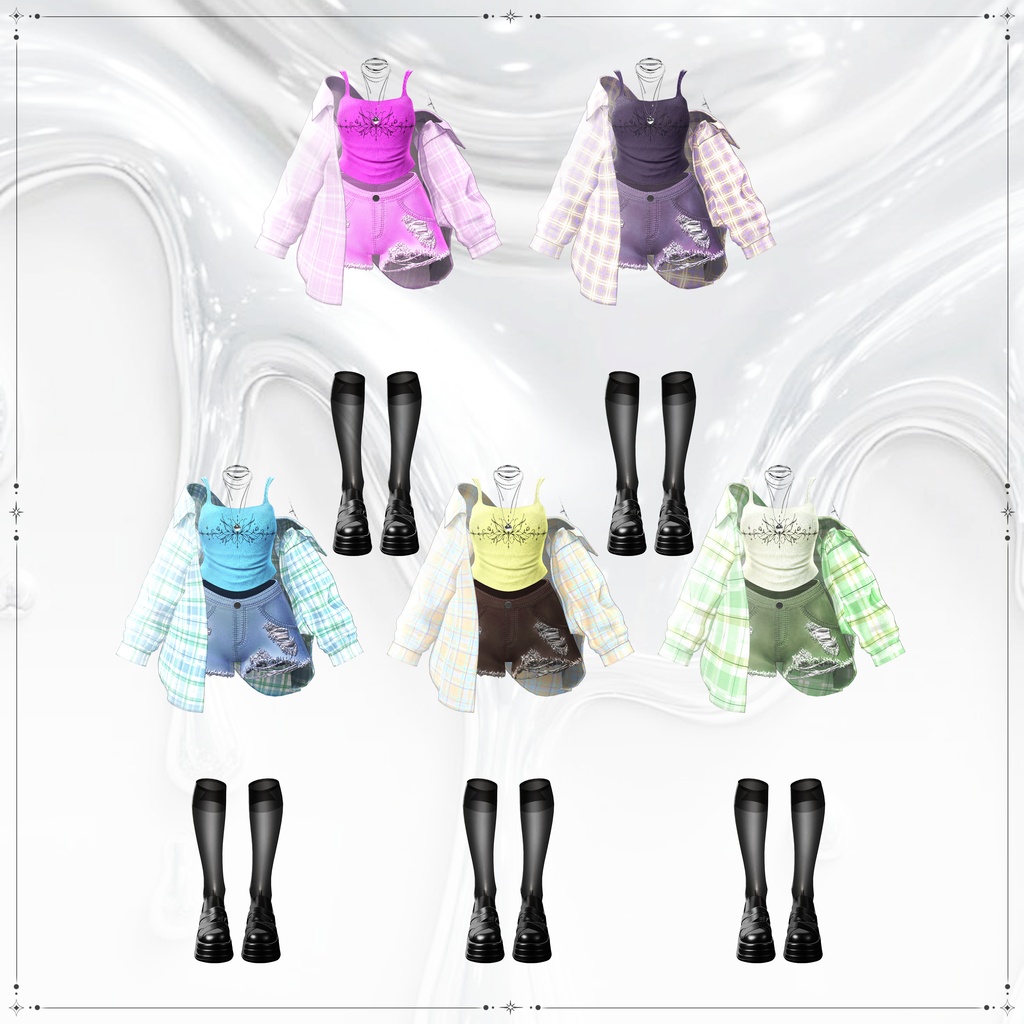 ❖【15アバター対応】✦†─Urban Check─†✦【VRChat向け衣装モデル】❖