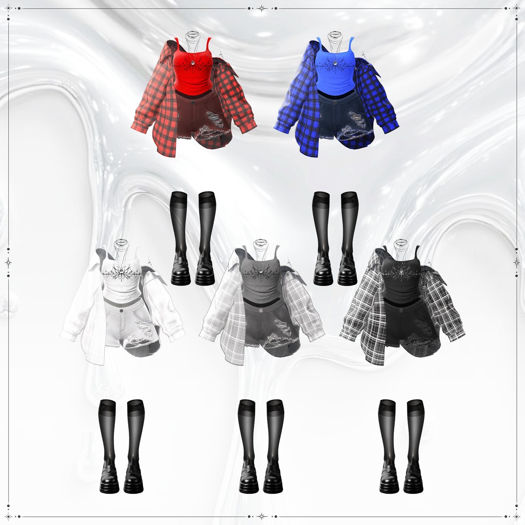 ❖【15アバター対応】✦†─Urban Check─†✦【VRChat向け衣装モデル】❖