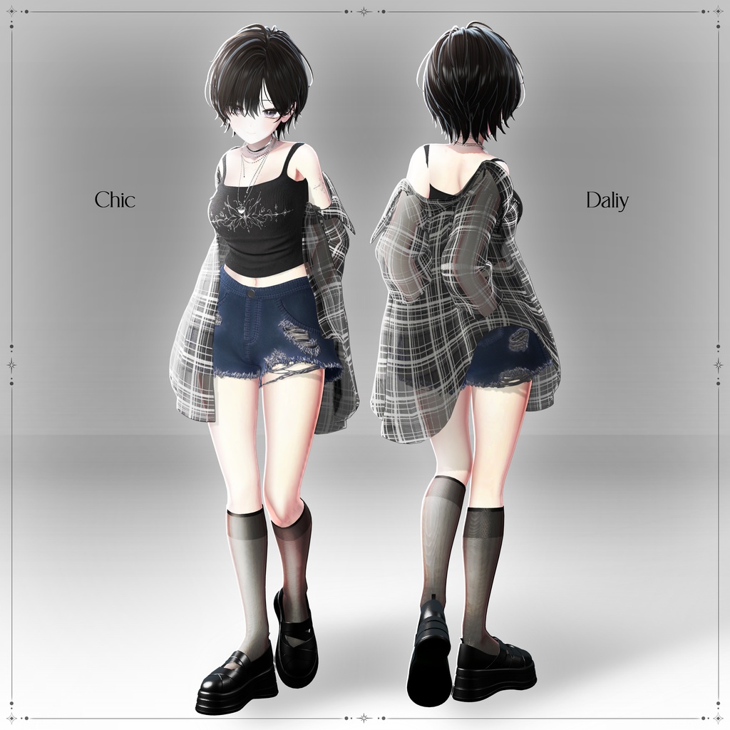 ❖【15アバター対応】✦†─Urban Check─†✦【VRChat向け衣装モデル】❖