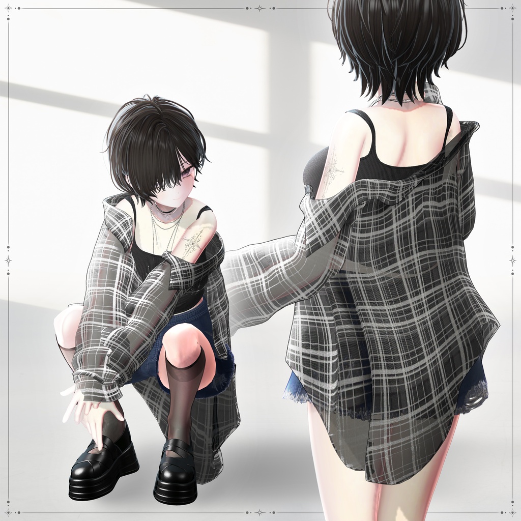 ❖【15アバター対応】✦†─Urban Check─†✦【VRChat向け衣装モデル】❖