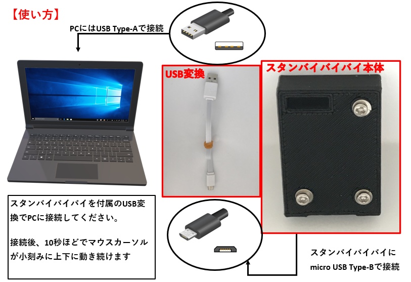 スタンバイ・バイバイ with 「USB-A ↔USB Micro-B変換フラットコード」
