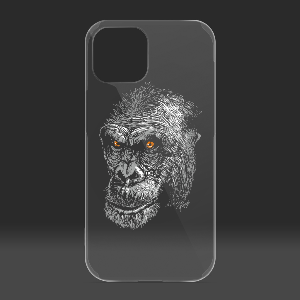 Chimpanzee lurking in the dark iPhoneケース：クリア - ROJIAS - BOOTH