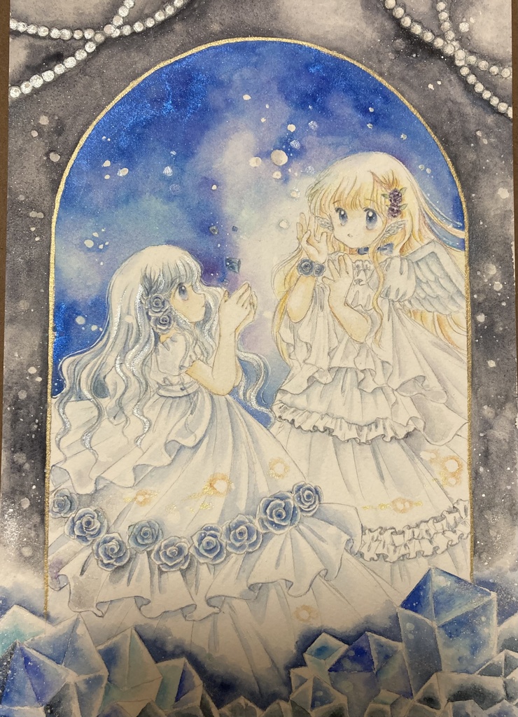 原画＊青を操る少女たち　額なし