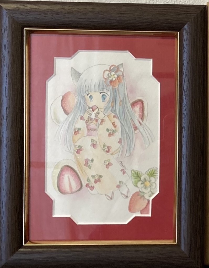 額装原画＊だいすき　いちご大福