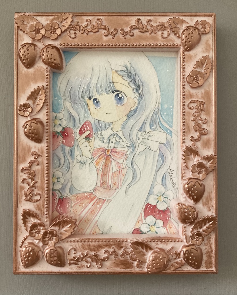 Lサイズ額原画🍓いちごと女の子