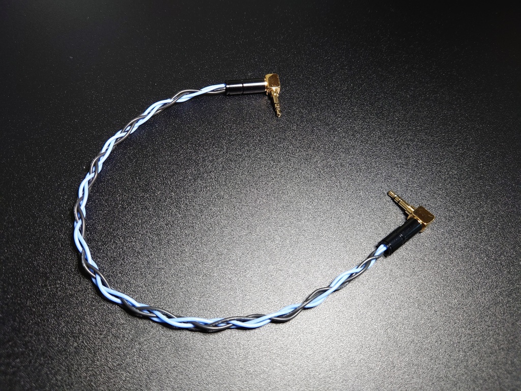 自作ケーブル 4芯 ブルー&ブラック 3極 3.5mm ミニステレオ オス−オス