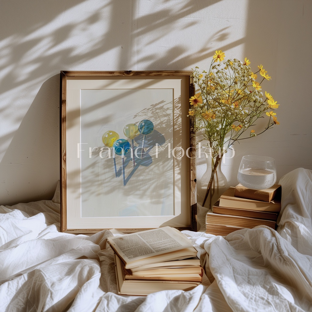 高品質フレームモックアック アート作品展示用 PSDスマートオブジェクト