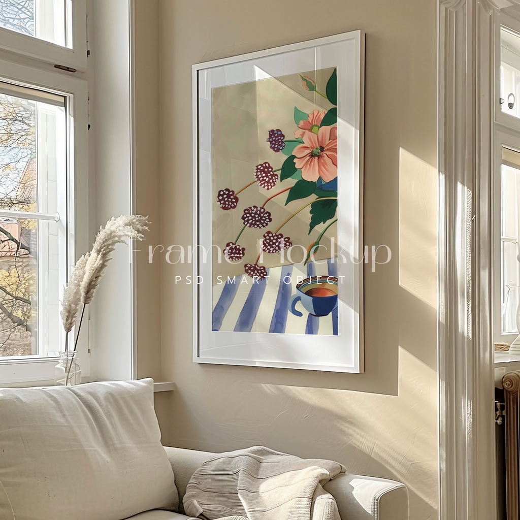 高品質フレームモックアック アート作品展示用 PSDスマートオブジェクト