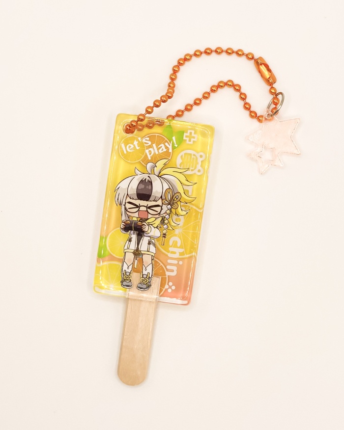 【トラちんのす】5万人到達記念棒アイス型アクキー【スタンド付き】