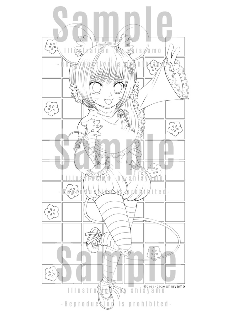 【無料DL】年賀イラスト塗り絵(ver.2020)