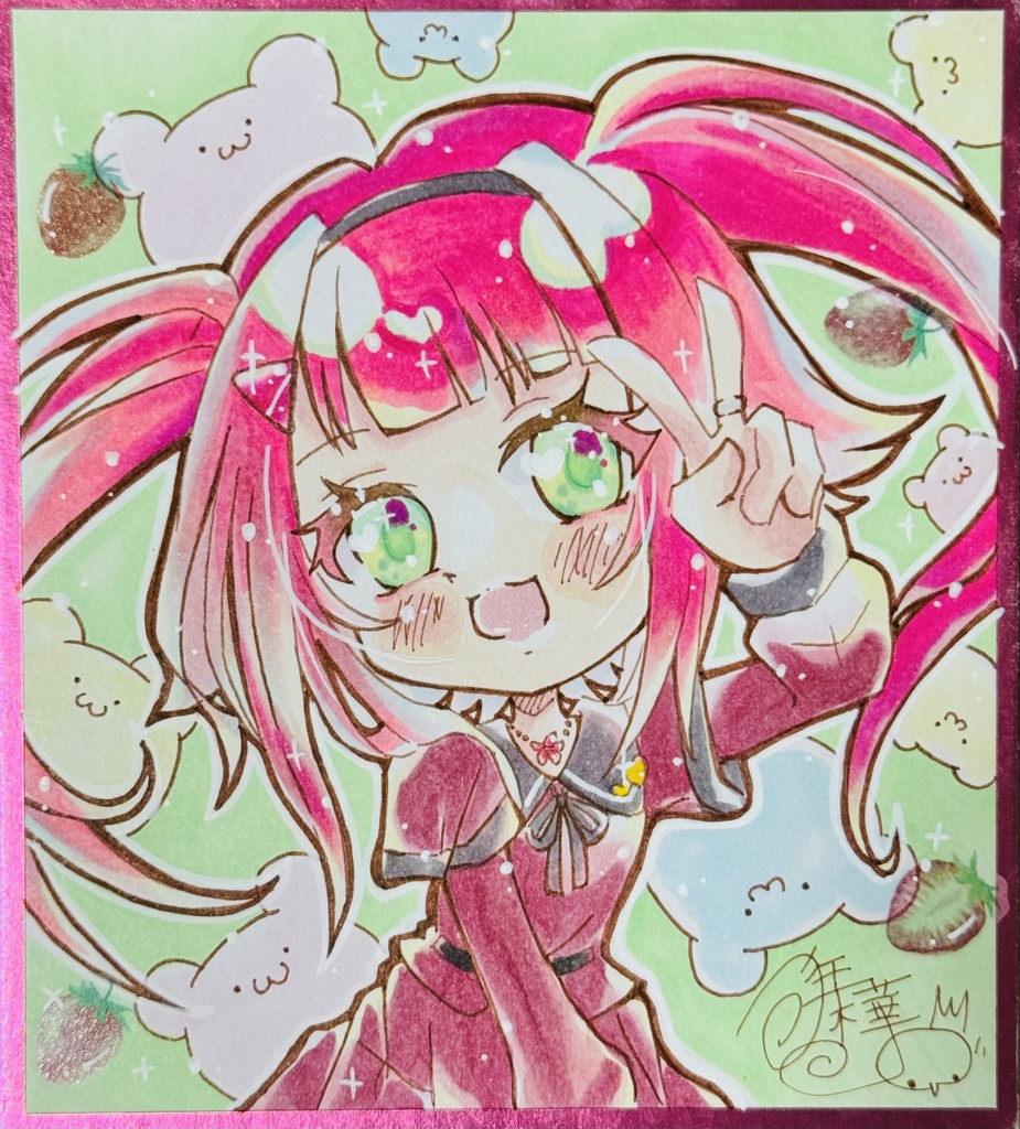 ミニ原画色紙 マミ&あやめ
