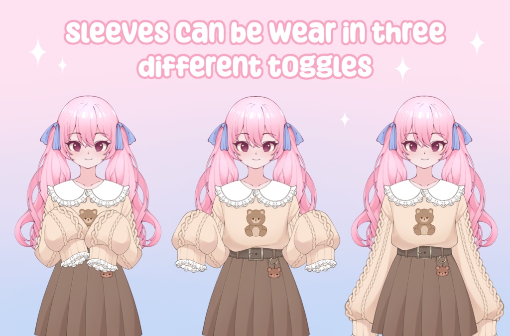 VTuber Asset - Rigged Cozy Bear Outfit, moc3 File, Customizable Sleeves with Toggling Options for Streamers