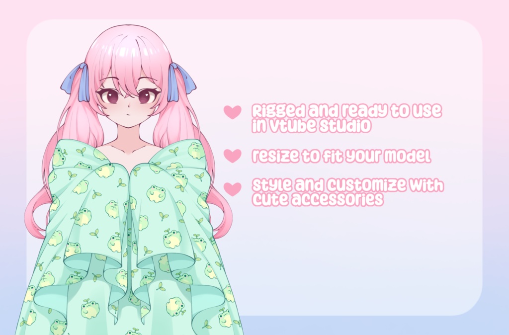 VTuber Asset - Rigged Froggy Blanket, moc3 File, Outfit for Vtuber Models and Streamers