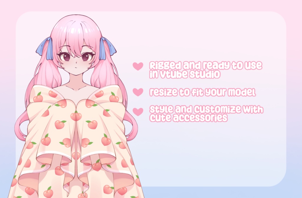 VTuber Asset - Rigged Peaches Blanket, moc3 File, Outfit for Vtuber Models and Streamers